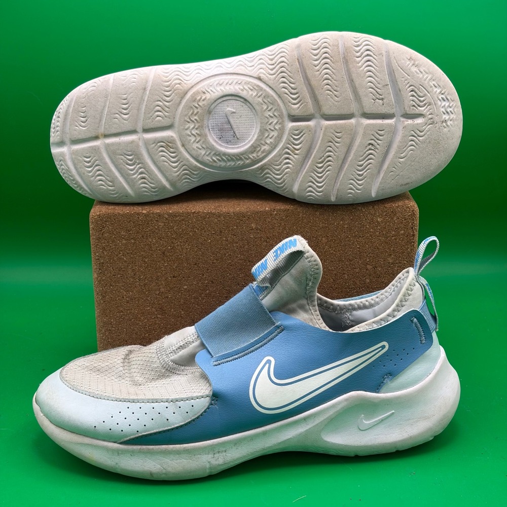 Nike Flex Runner 3 Slip On Sneakers Kids 7Y White Blue Running Athletic Training